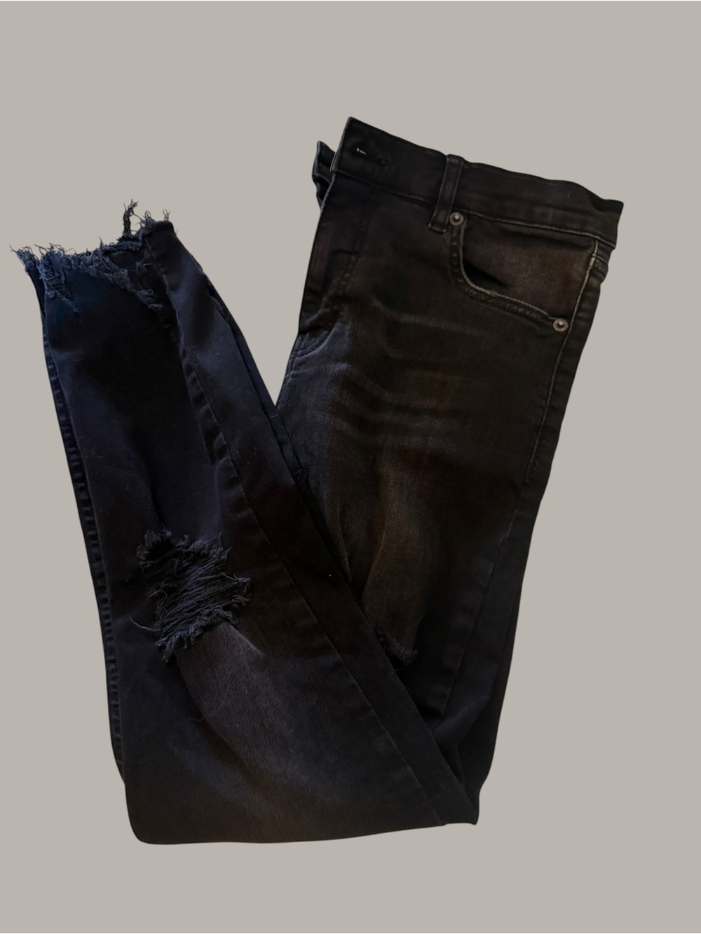 Free People Black Distressed Denim Jeans Size W29 | Boho Grunge